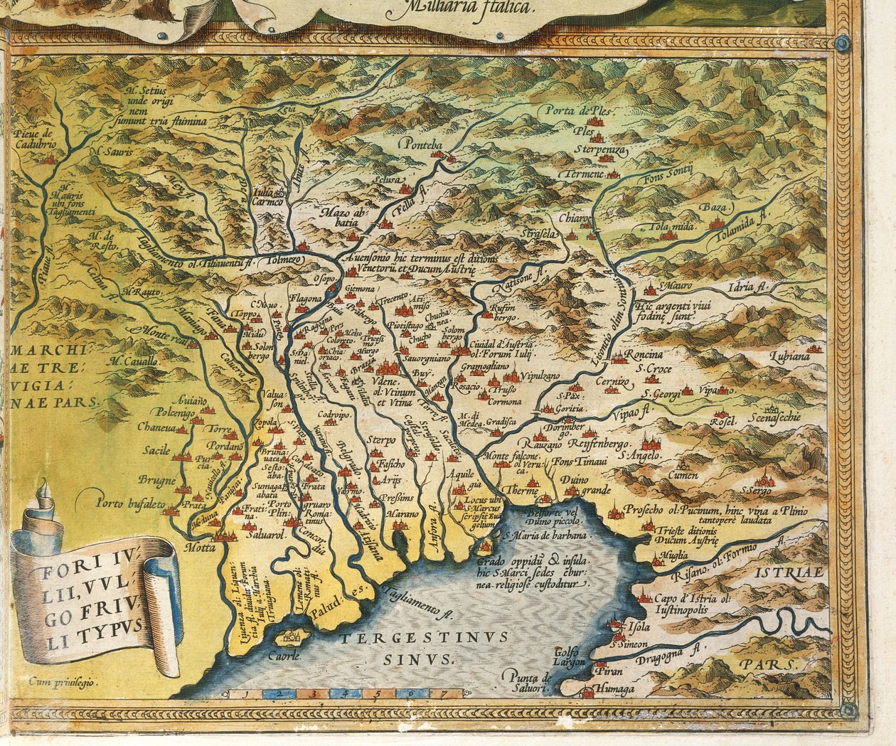 Karta över regionen Friuli Venezia Giulia, från Theatrum Orbis Terrarum av Abraham Ortelius av Abraham Ortelius