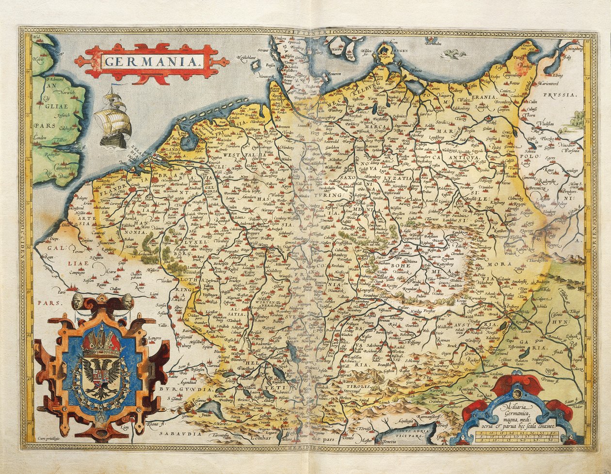 Karta över Tyskland, från Världsteatern av Abraham Ortelius av Abraham Ortelius