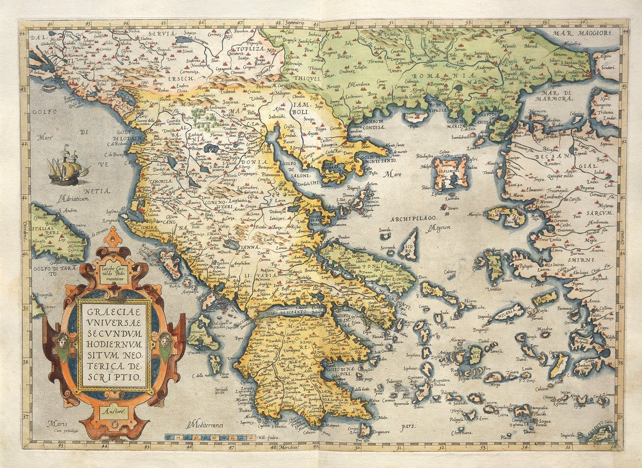 Karta över Grekland, från Theatrum Orbis Terrarum av Abraham Ortelius av Abraham Ortelius