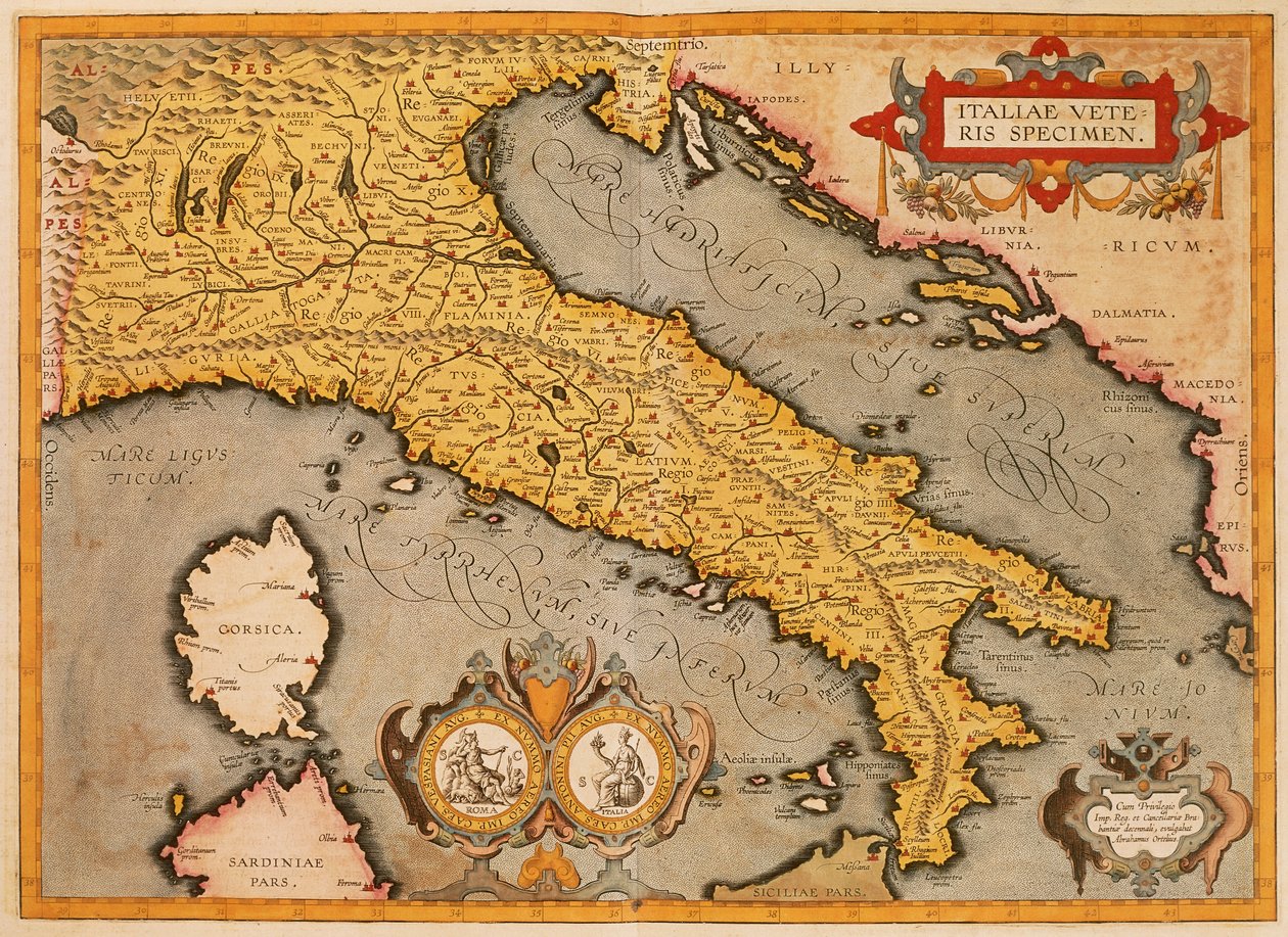 Karta över Italien av Abraham Ortelius av Abraham Ortelius