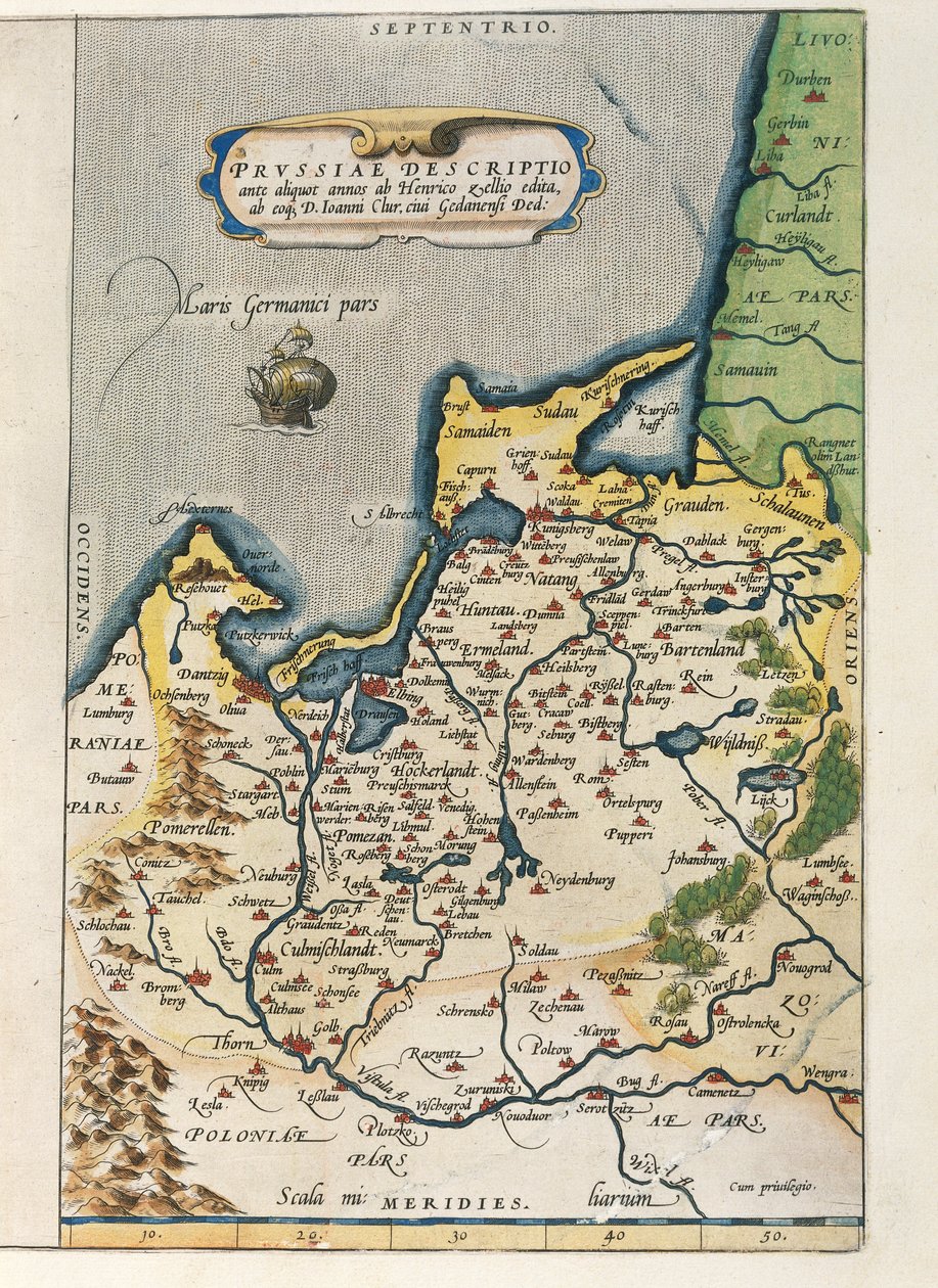 Karta över Preussen, från Världsteatern av Abraham Ortelius av Abraham Ortelius