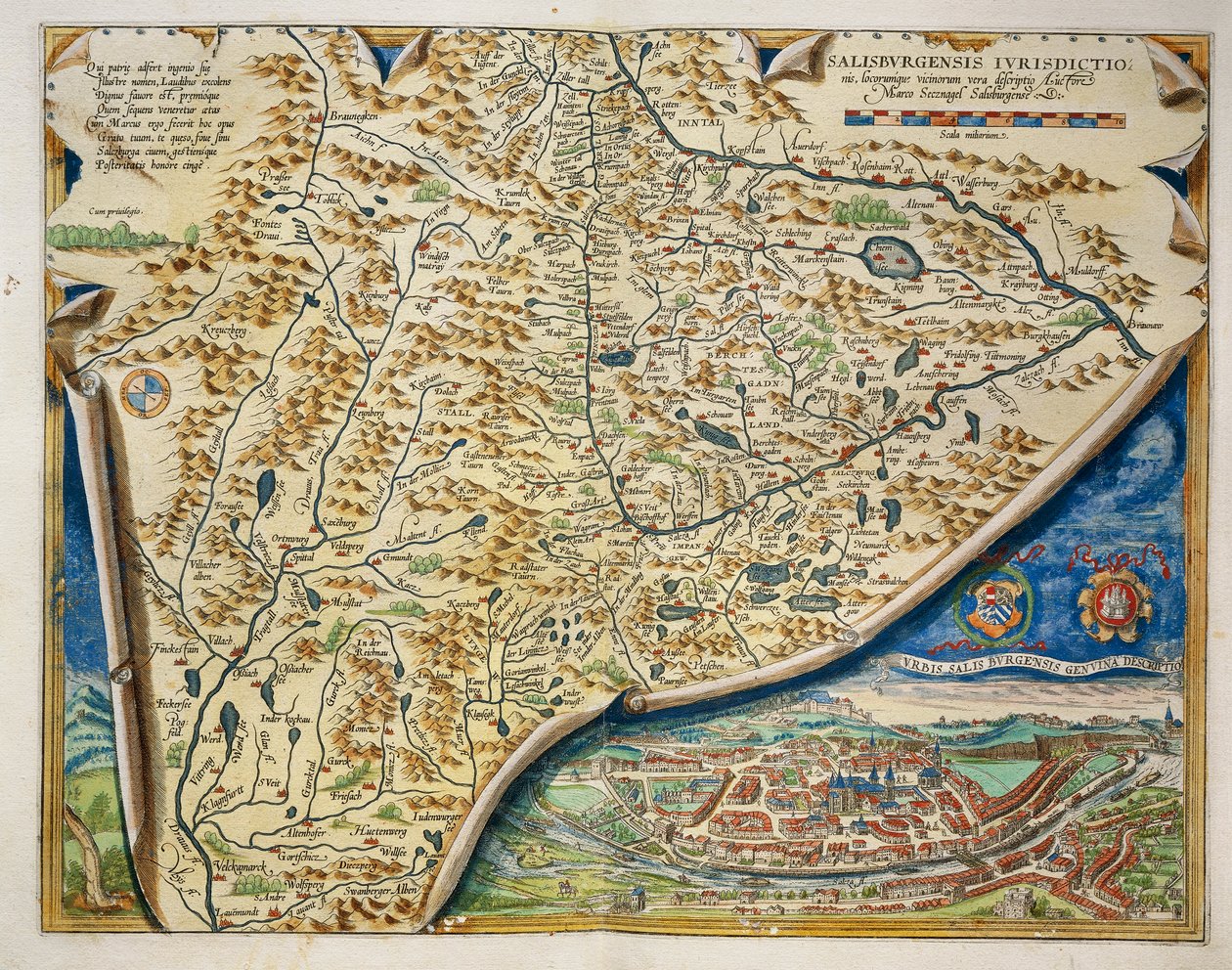Karta över Salzburgs stift, Österrike, från Theatrum Orbis Terrarum av Abraham Ortelius av Abraham Ortelius