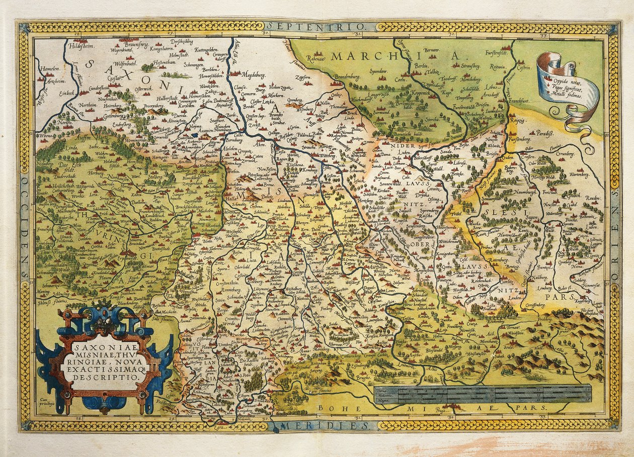Karta över Sachsen, från The Theatre of the World av Abraham Ortelius av Abraham Ortelius