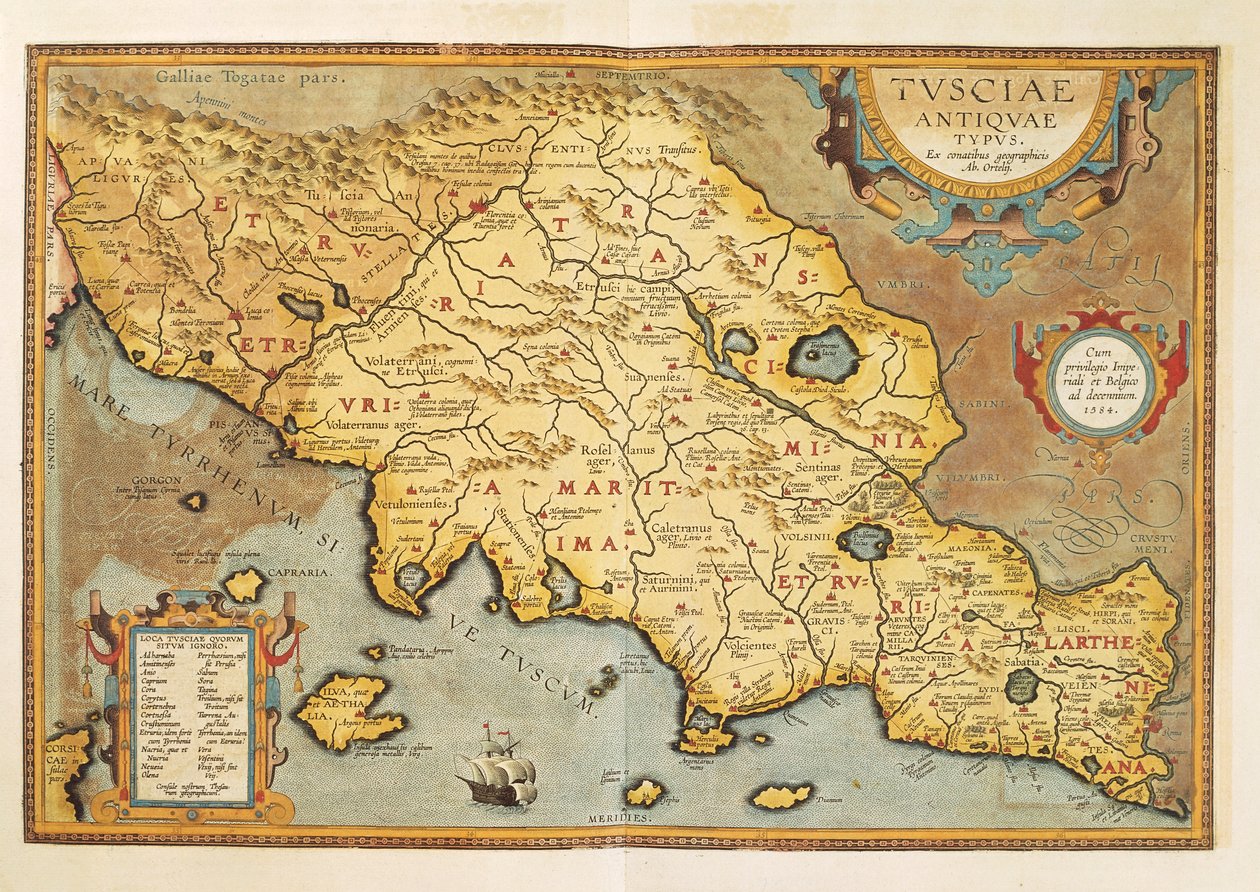 Karta över Toscana från Theatrum Orbis Terrarum av Abraham Ortelius av Abraham Ortelius