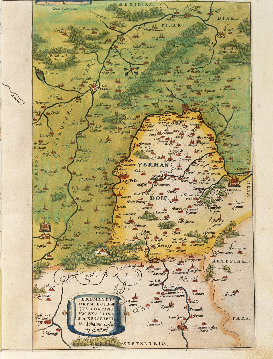 Karta över Vermandois, från The Theatre of the World av Abraham Ortelius av Abraham Ortelius