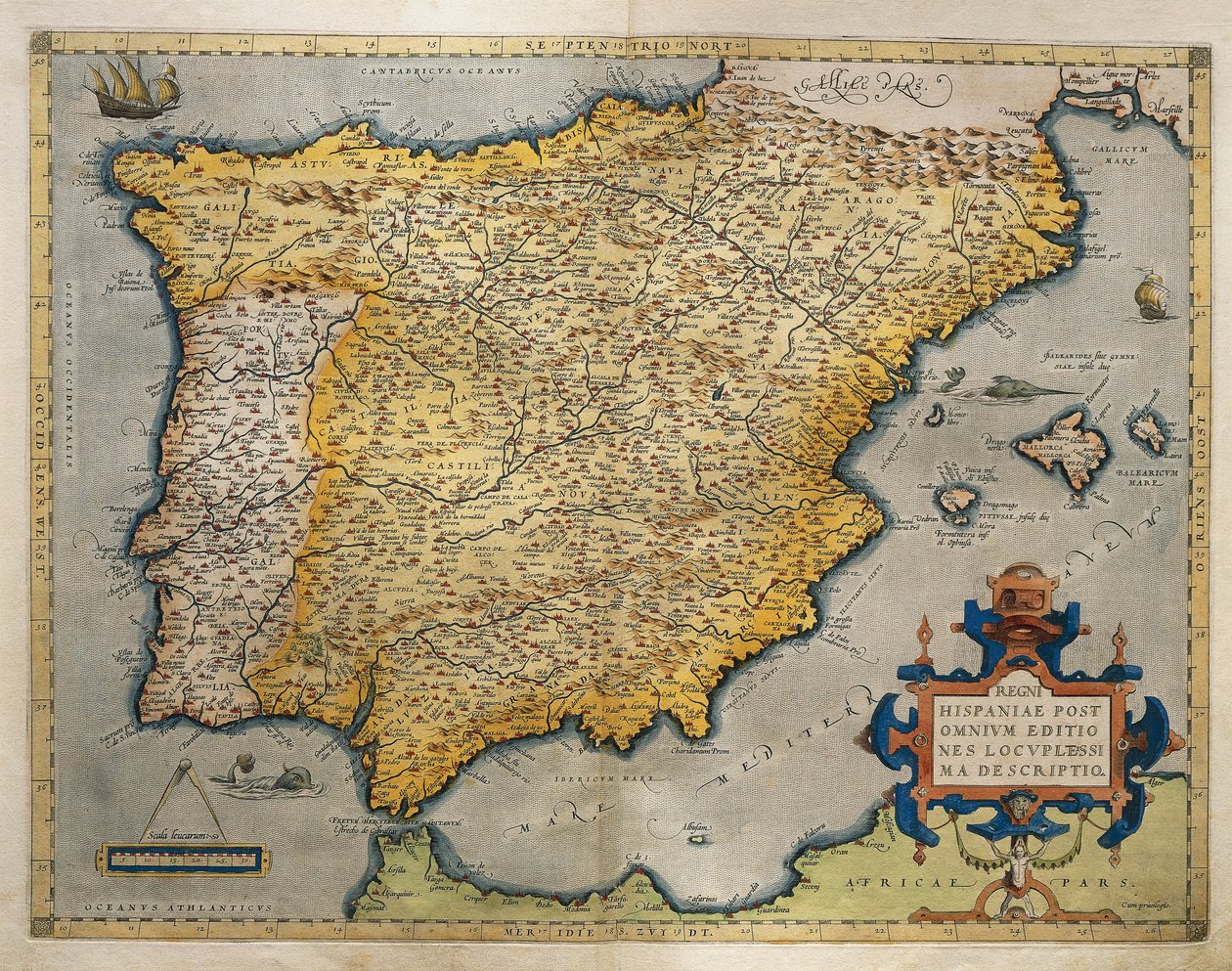 Karta över den iberiska halvön, från Theatrum Orbis Terrarum av Abraham Ortelius av Abraham Ortelius