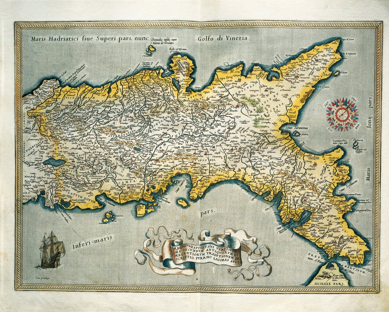 Karta över kungariket Neapel, Italien, från Theatrum Orbis Terrarum av Abraham Ortelius av Abraham Ortelius