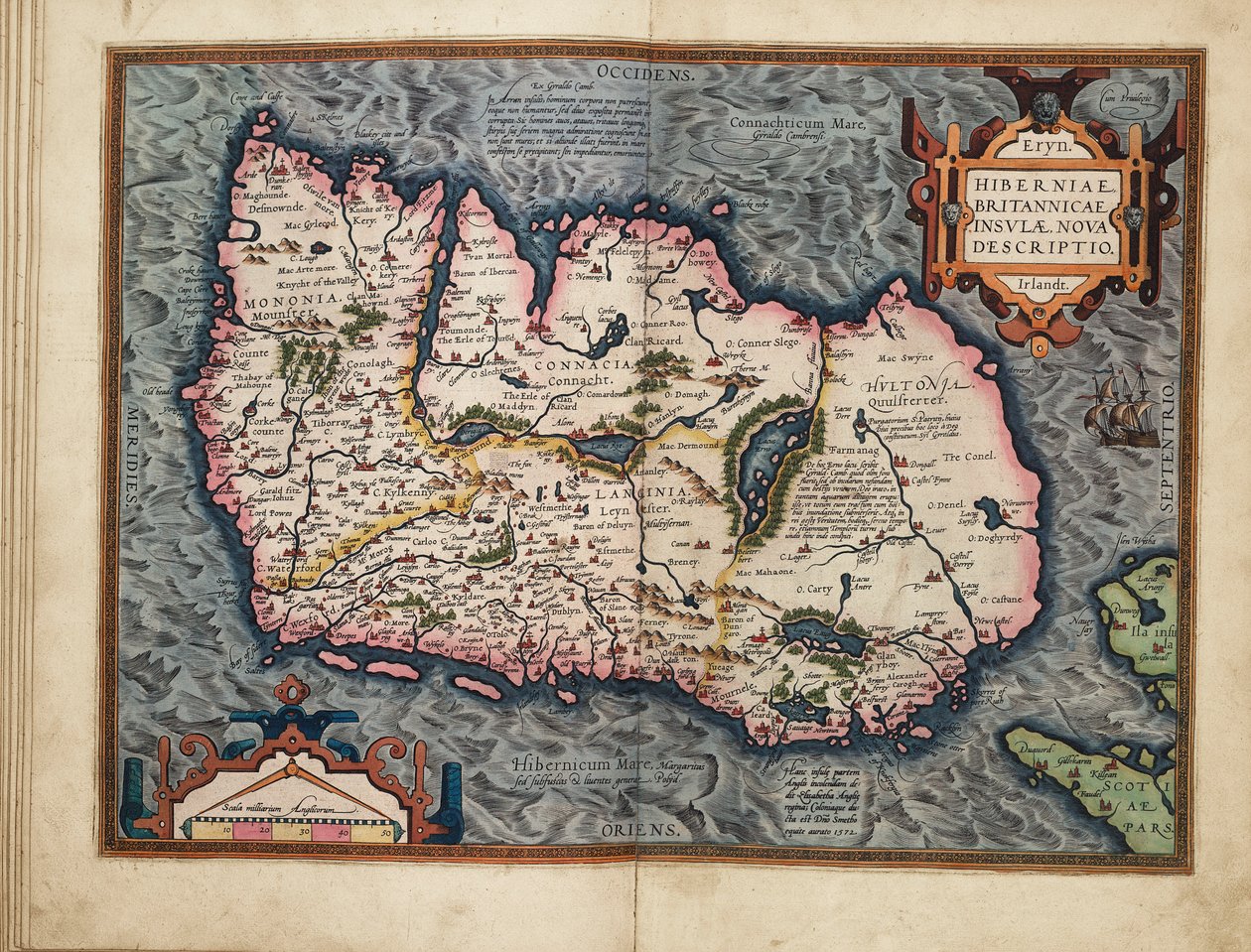 Ny beskrivning av Irland, de brittiska öarna av Abraham Ortelius