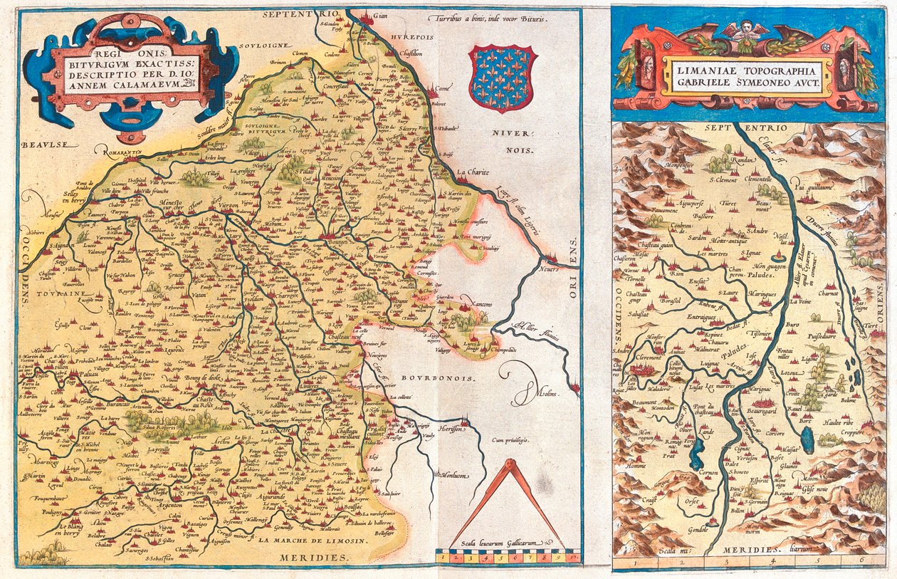 Region-a: Centre, Burgundy, Auvergne, Limousin Region-b: Auvergne, Frankrike av Abraham Ortelius