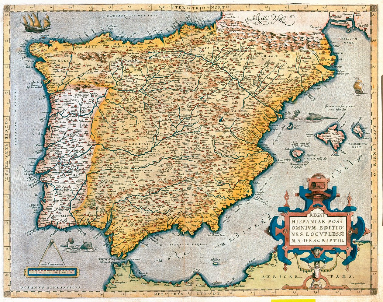 Spanien, Portugal av Abraham Ortelius
