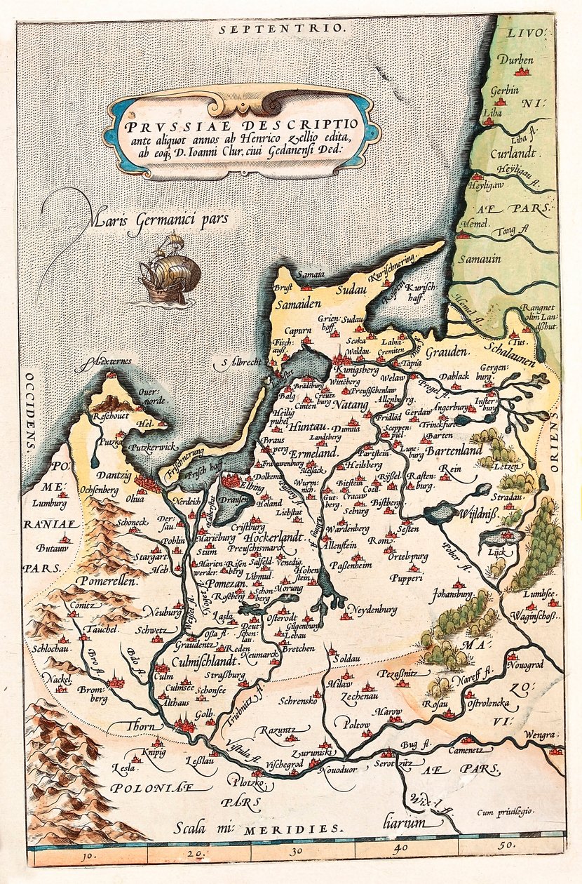 Thietmarsiae, Holsaticae regionala partier typus Geografikarta över territoriet i norra Polen med staden Dantzig (Dantzig, Gdansk). av Abraham Ortelius