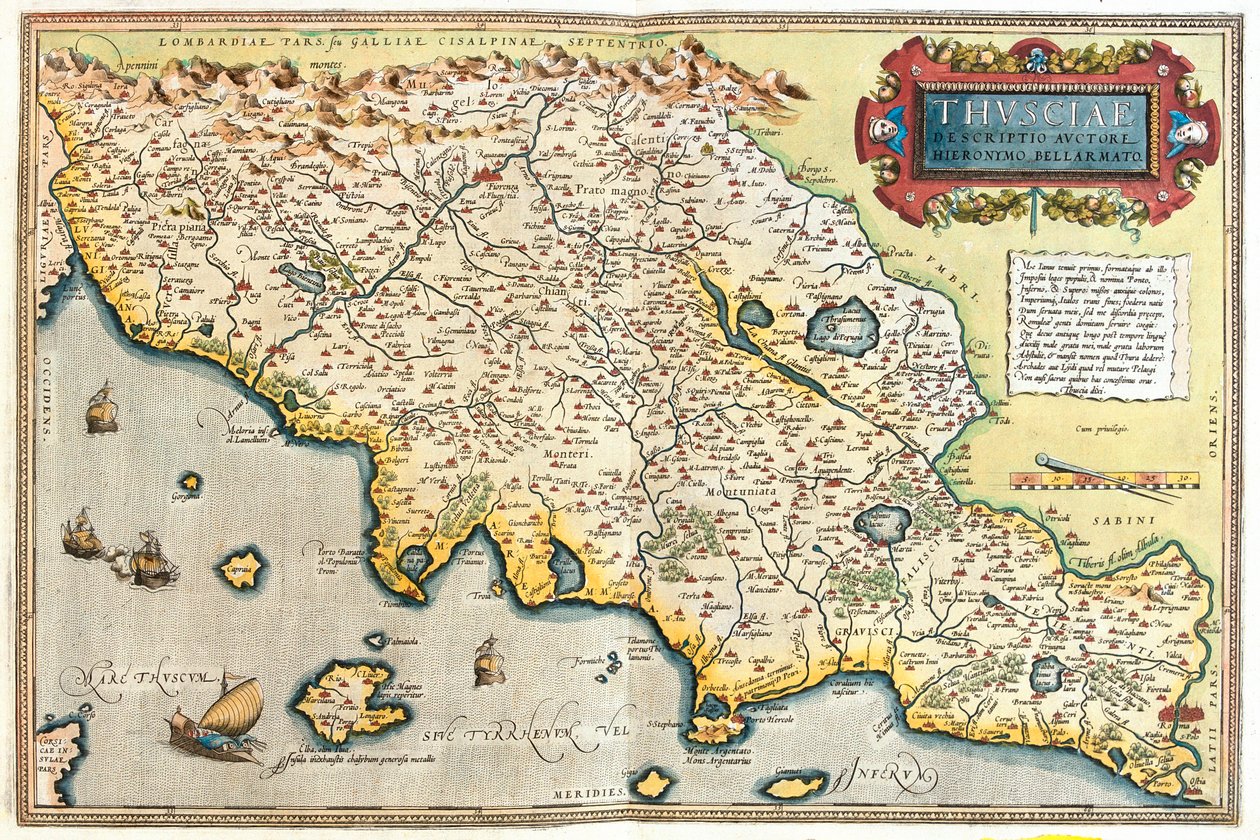 Toscana, västra södra Emilia-Romagna, Umbrien, norra Lazio, Italien av Abraham Ortelius
