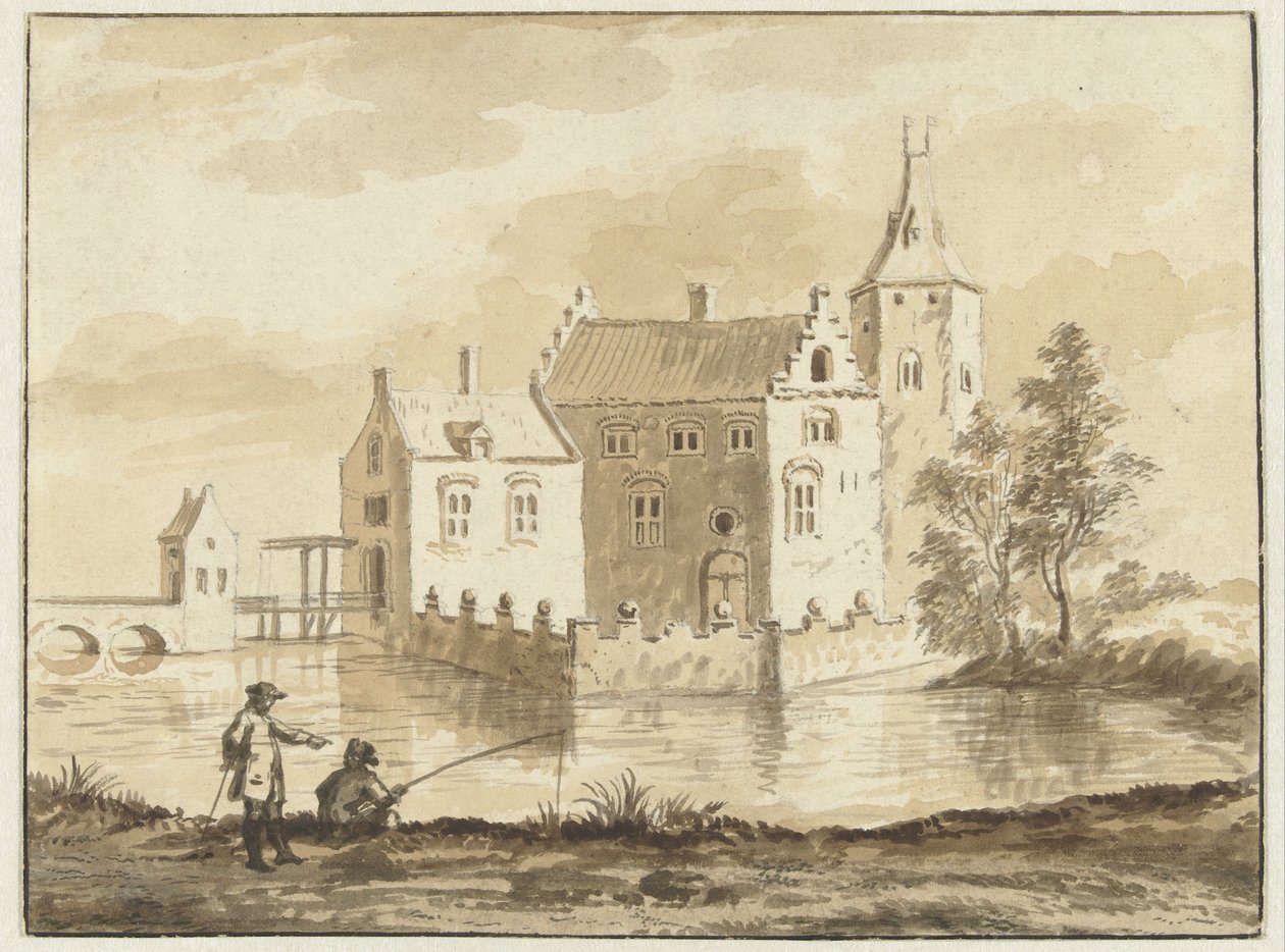 Huset Munniekenhof nära byn Grijpskerk i Walcheren av Abraham Rademaker