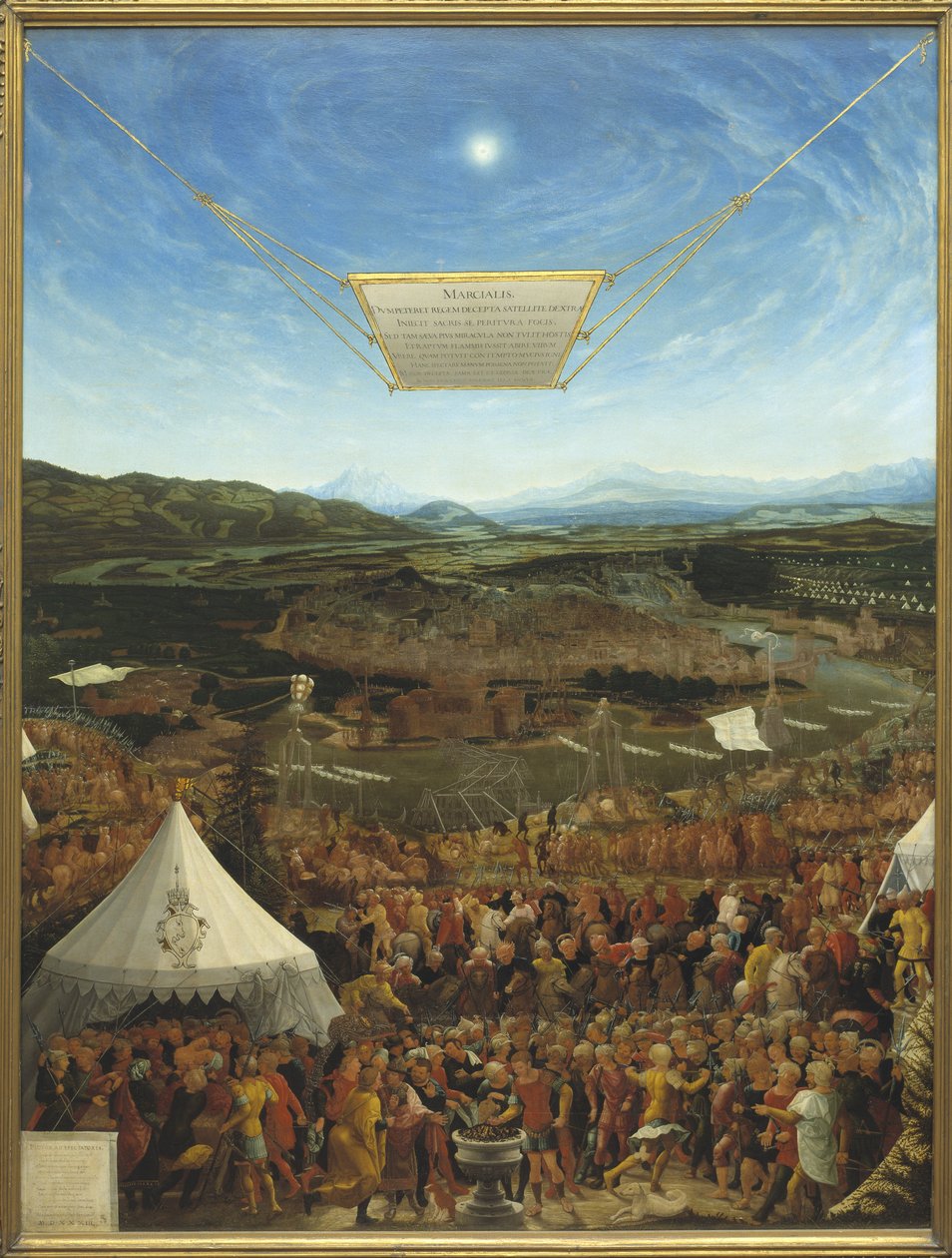 Caius Mucius Scaevola (524-480 avant JC) devant Porsena, roi de Clusium - Mucius Scaevola före Porsenna, av Schopfer, Abraham (aktiv i mitten av 1500-talet). Olja på trä av Abraham Schöpfer