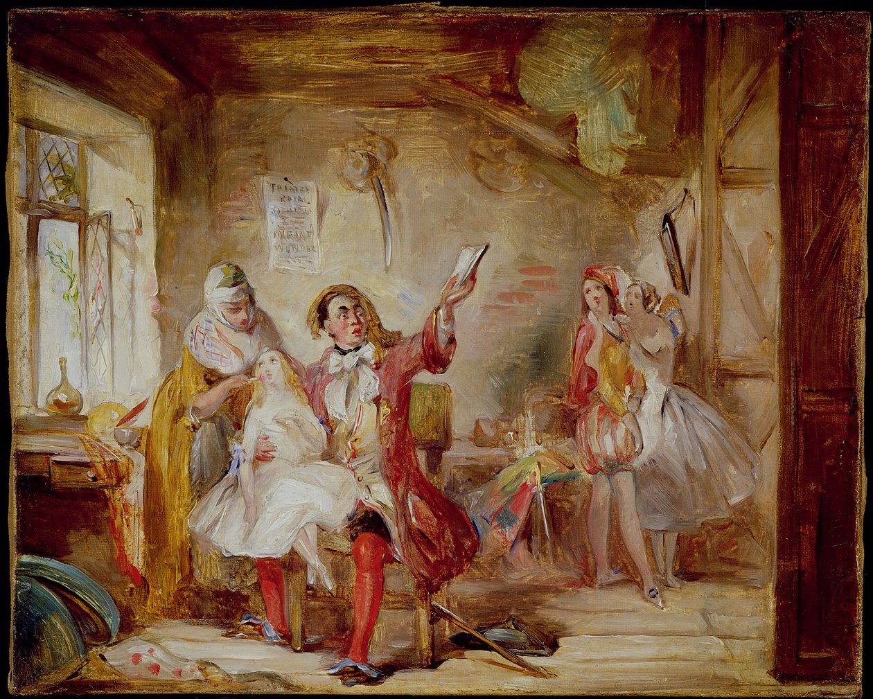 Backstage på Theatre Royal, möjligen föreställande Ira Frederick Aldridge (1807-67) som repeterar Othello, 1862 av Abraham Solomon
