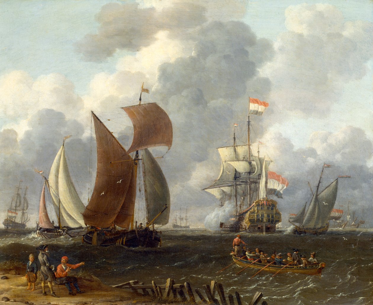 A Battle Offshore, 1600-talet av Abraham Storck
