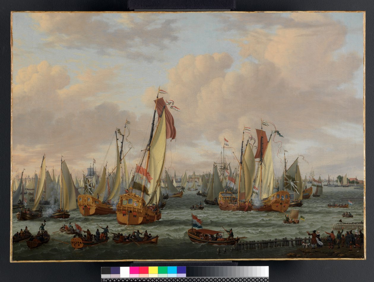 En marin skenkamp på Y före Amsterdam, före 1710 av Abraham Storck