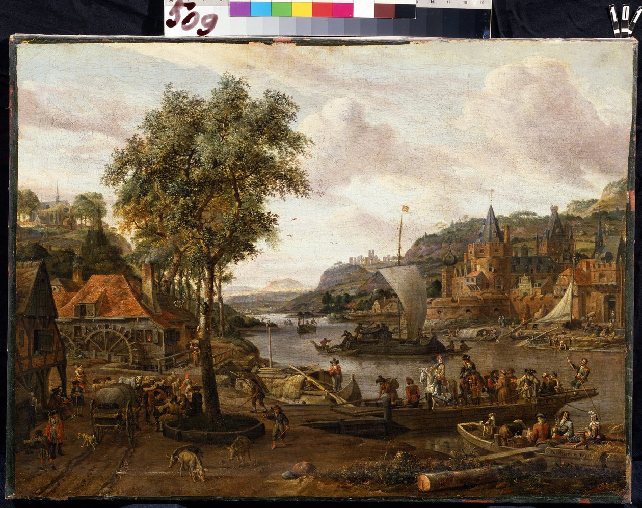 Segelbåtar. Målning av Abraham Storck (1635-1710). Olja på duk, 48 x 69 cm, sent 1600-tidigt 1700-tal. Flamländsk skola, barockkonst. Eremitagemuseet, Sankt Petersburg. av Abraham Storck