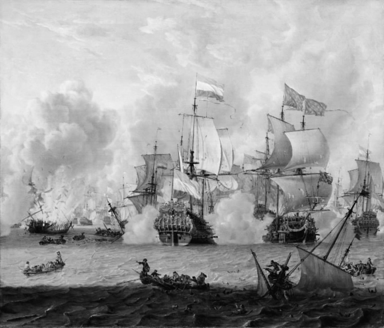 Möte mellan de engelska och nederländska flottorna vid La Hogue den 29 maj 1692 av Abraham Storck