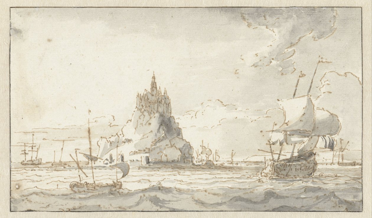 Utsikt över Mont-Saint-Michel av Abraham Storck