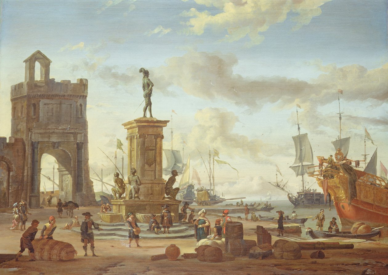 Hamnen i Livorno av Abraham Storck