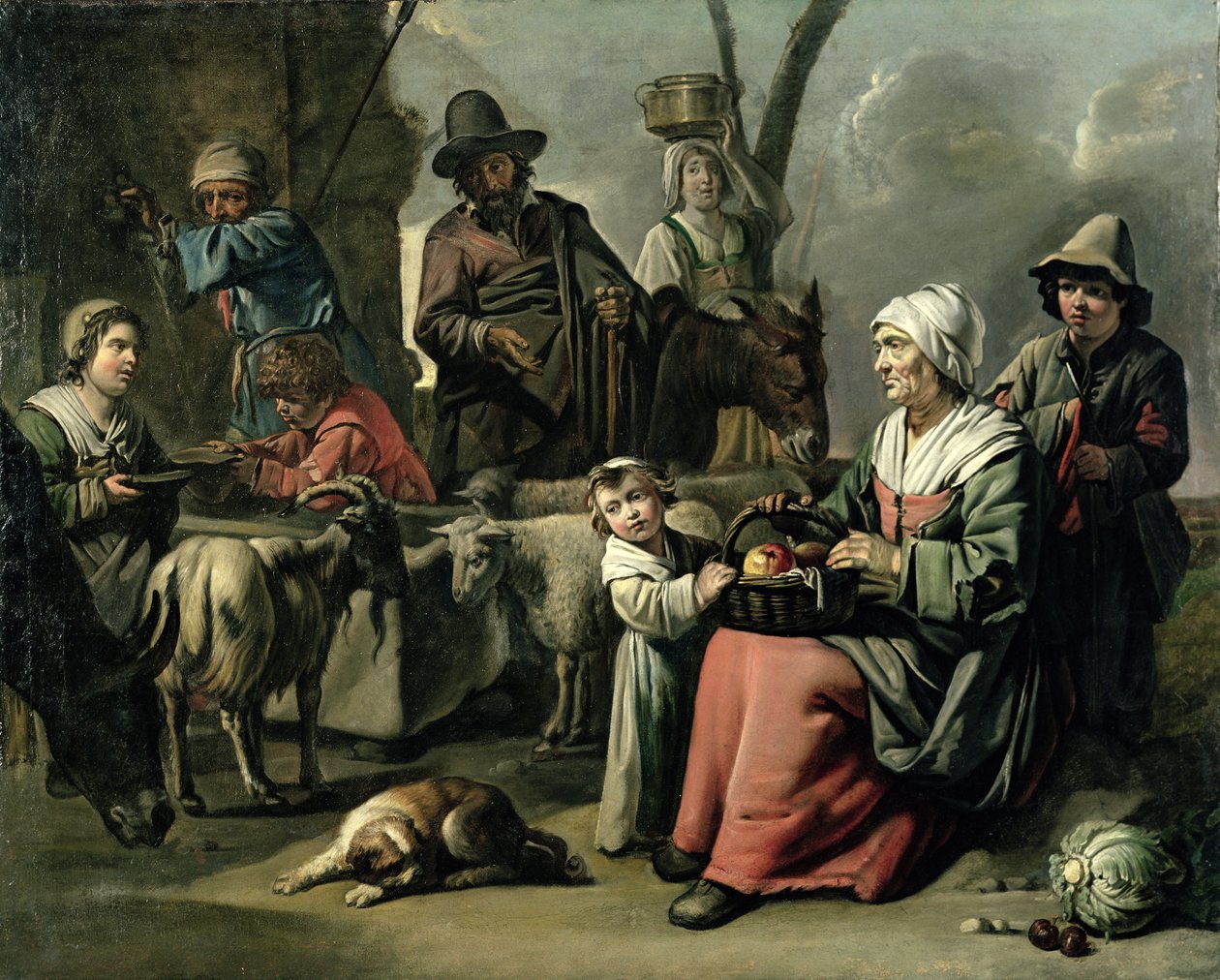 Bondfamilj vid en brunn av Abraham Willemsens
