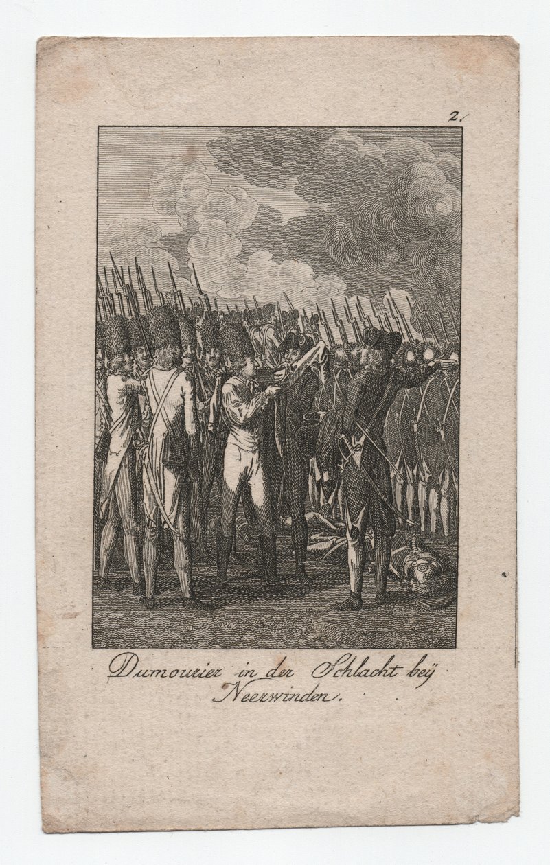 Dumouriez i slaget vid Neerwinden, ca. 1795 (gravyr) av Abraham Wolfgang Küffner
