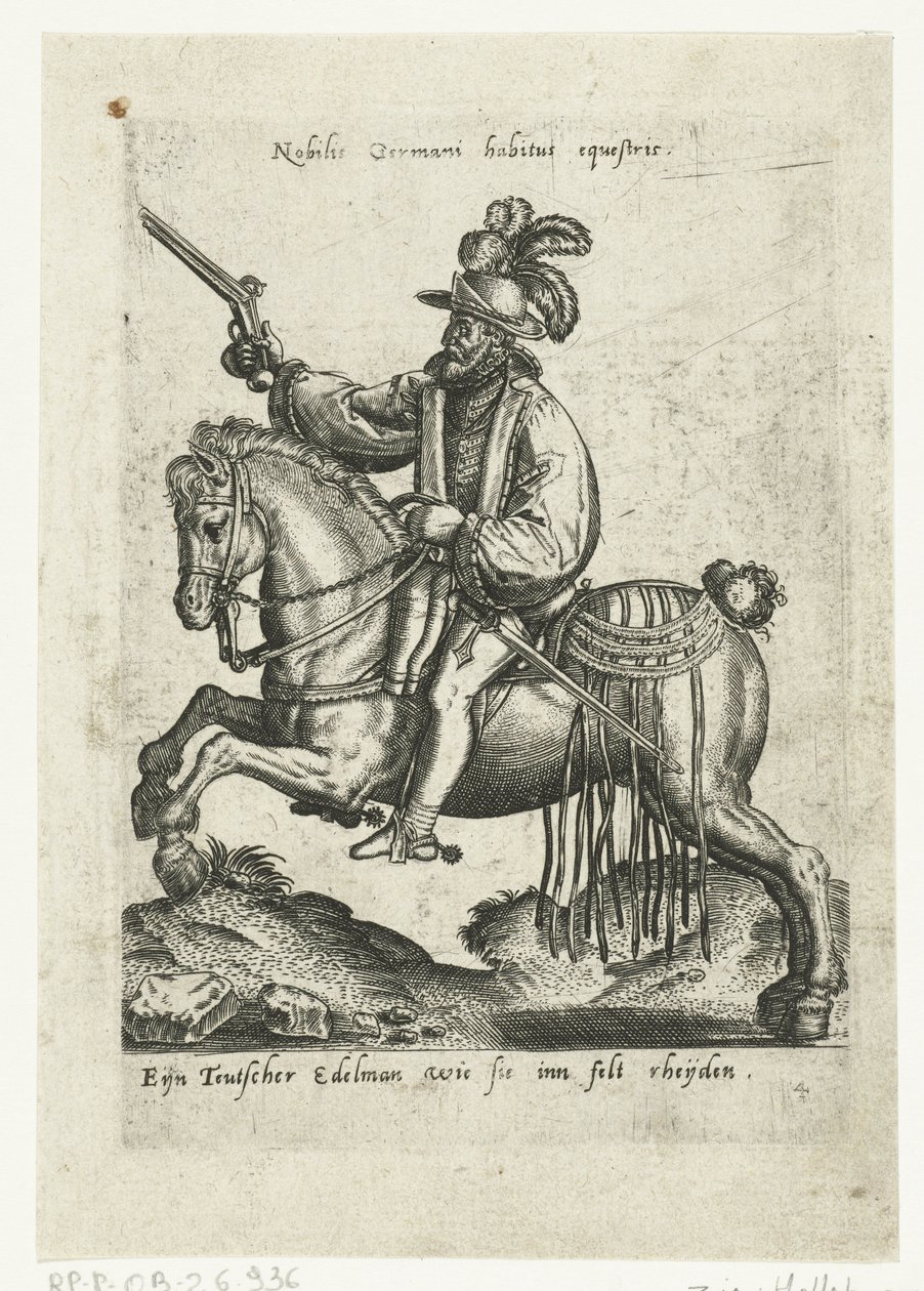 Tysk ryttare med pistol av Abraham de Bruyn (attributed to)