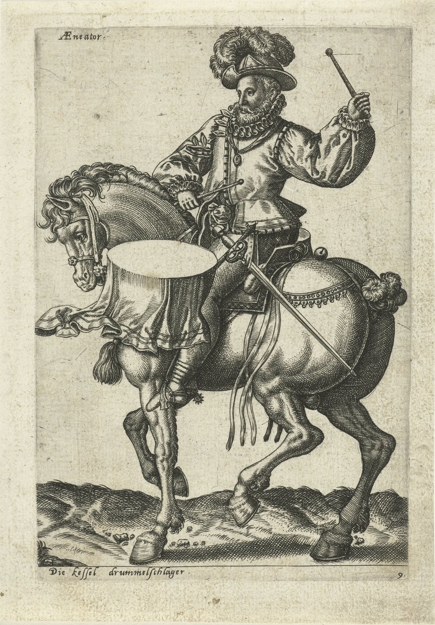 Tysk trummis till häst av Abraham de Bruyn (attributed to)