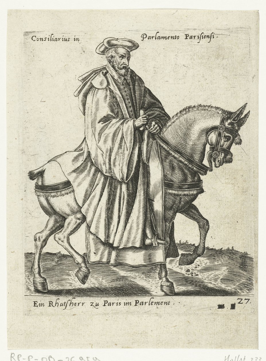 Fransk rådman till häst av Abraham de Bruyn (attributed to)