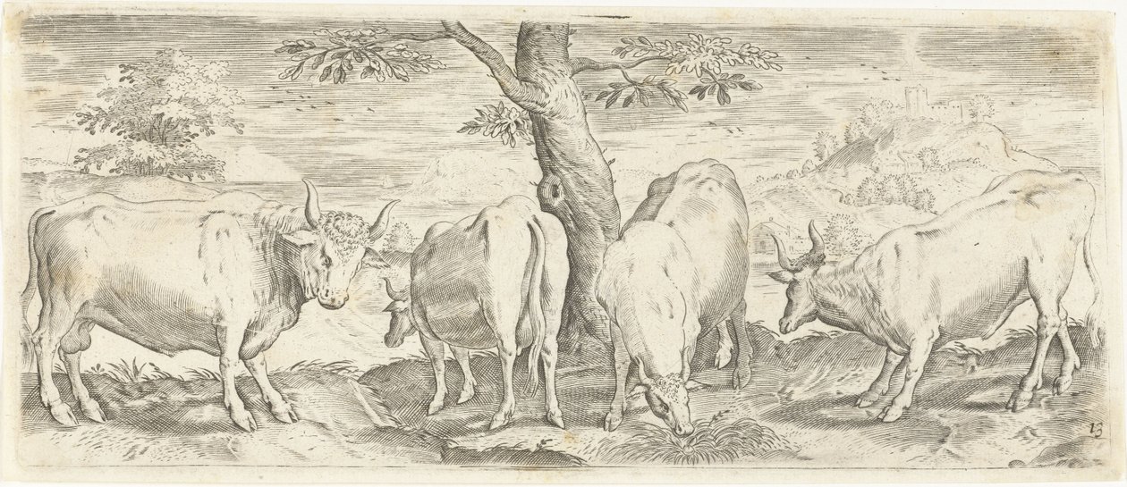 Kor, en tjur och en oxe Djur (serietitel) av Abraham de Bruyn (possibly)
