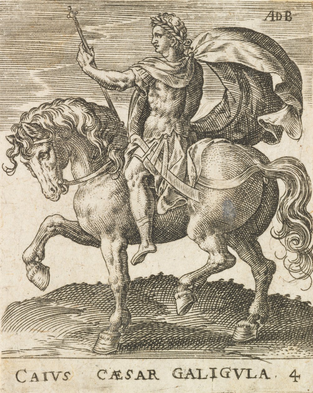 Caius Caesar Galigula från Twelve Caesars on Horseback, ca. 1565-1587., ca. 1565-1587. av Abraham de Bruyn