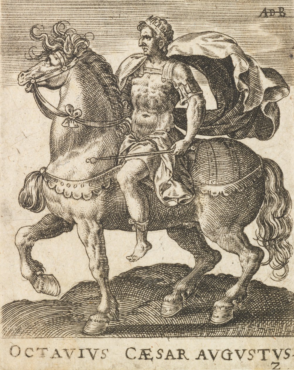 Octavius Caesar Augustus från Twelve Caesars on Horseback, ca. 1565-1587., ca. 1565-1587. av Abraham de Bruyn
