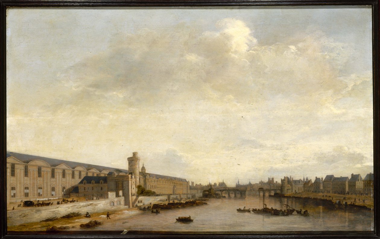Grande Galerie du Louvre, med Porte Neuve och Tour de Bois, ca 1640 (olja på trä) av Abraham de Verwer