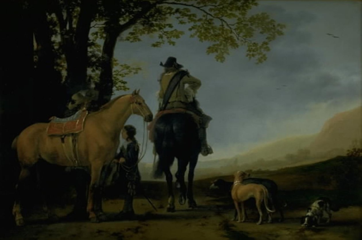 Två ryttare i ett landskap av Abraham van Calraet