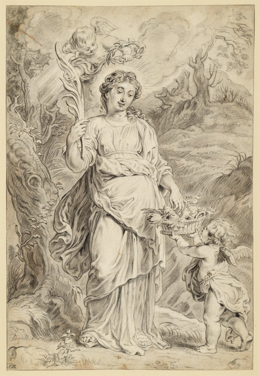 Den heliga Dorotea, hållande en palmkvist i sin högra hand av Abraham van Diepenbeeck