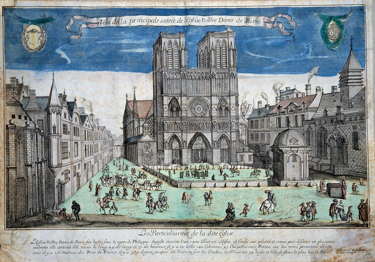 Vy över parvis Notre-Dame i Paris Gravyr av Abraham Van Merlen (1579-1650). 1640 Paris. Museet för Notre Dame av Abraham van Merlen
