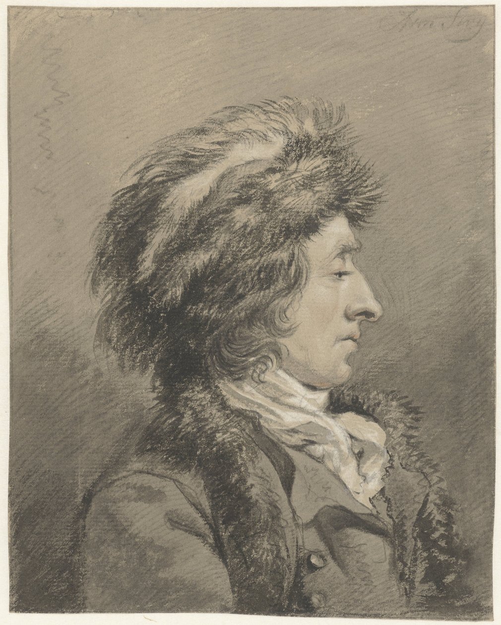 Man med pälsmössa, profil till höger av Abraham van Strij (I)