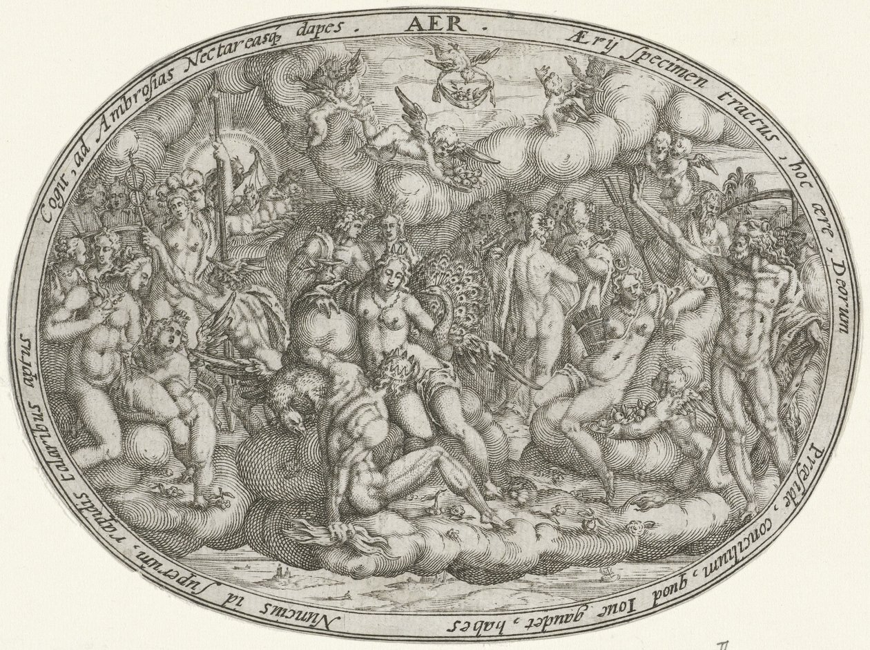 Olympiska gudarna bland molnen: elementet luft Aer (titel på objekt) De fyra elementen (serietitel) av Abraham van den Hecken