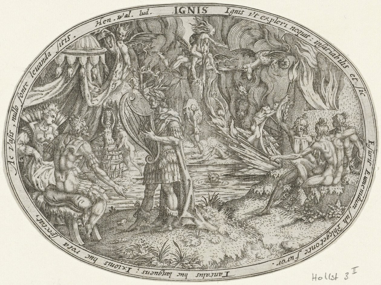 Orfeus i underjorden: Eldens element Ignis (titel på objekt) De fyra elementen (serietitel) av Abraham van den Hecken