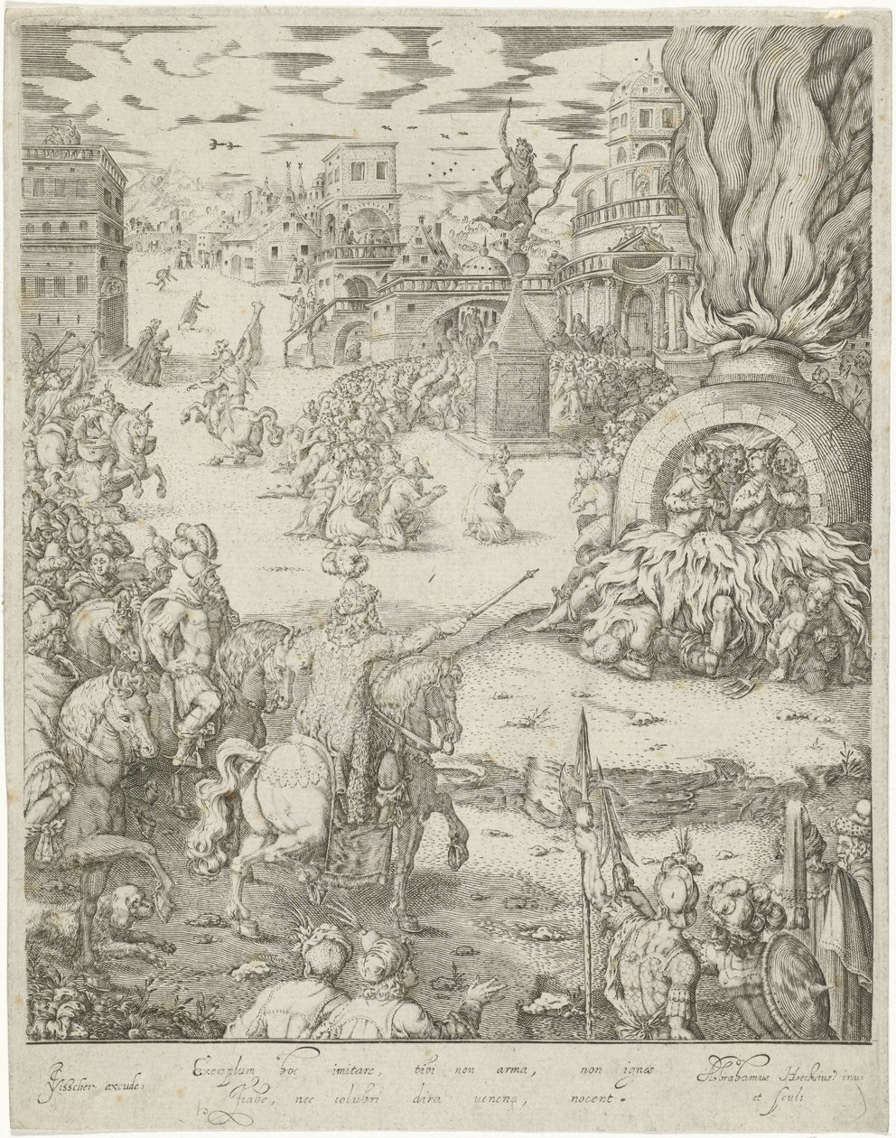 Sadrak, Mesak och Abed-Nego i den brinnande ugnen av Abraham van den Hecken