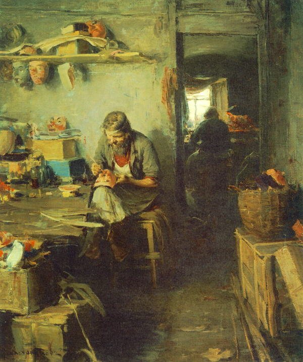 In the Mask Shop av Abram Efimovich Arkhipov