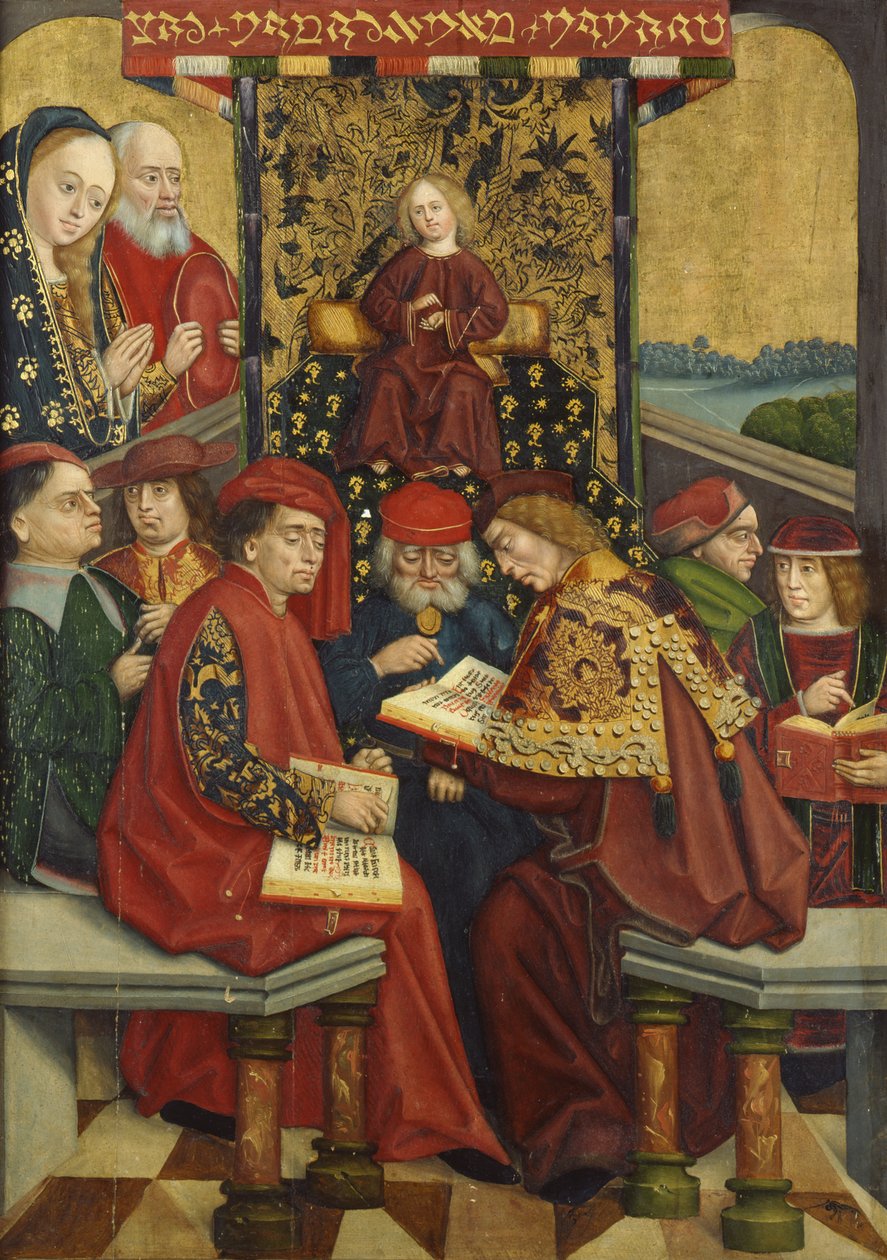 Dispute with the Doctors, from the Dome Altar, 1499 (tempera på panel) av Absolon Stumme