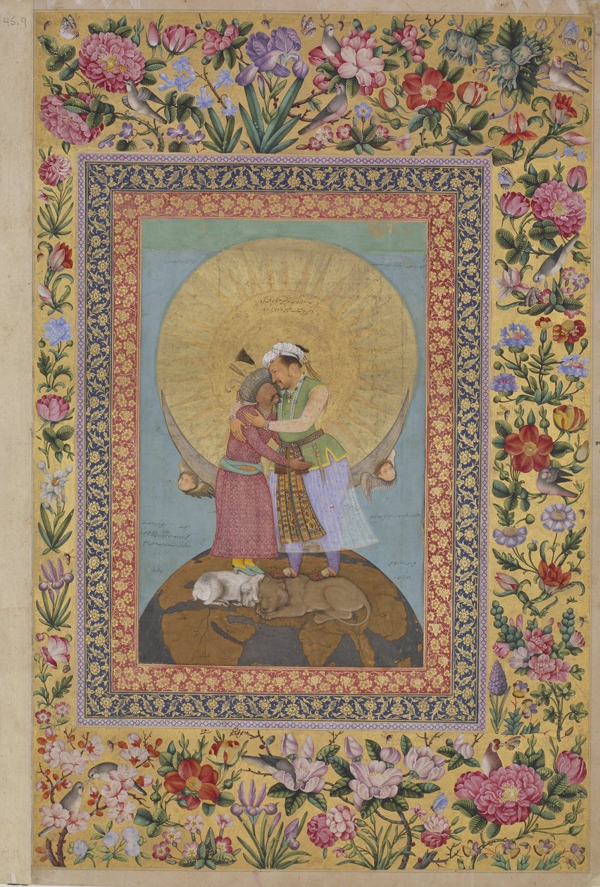The St. Petersburg Album: Allegorical representation of Emperor Jahangir and Shah av Abul Hasan