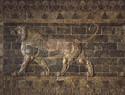 Lejon från Artaxerxes II-palatset (c.404-358 f.Kr.) Susa (emaljtegelstenar) av Achaemenid