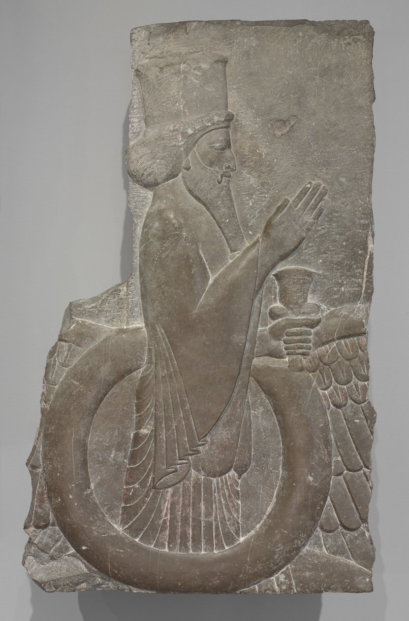 Ahuramazda in the Winged Disk, Persepolis, 486-460 BC (kalksten) av Achaemenid