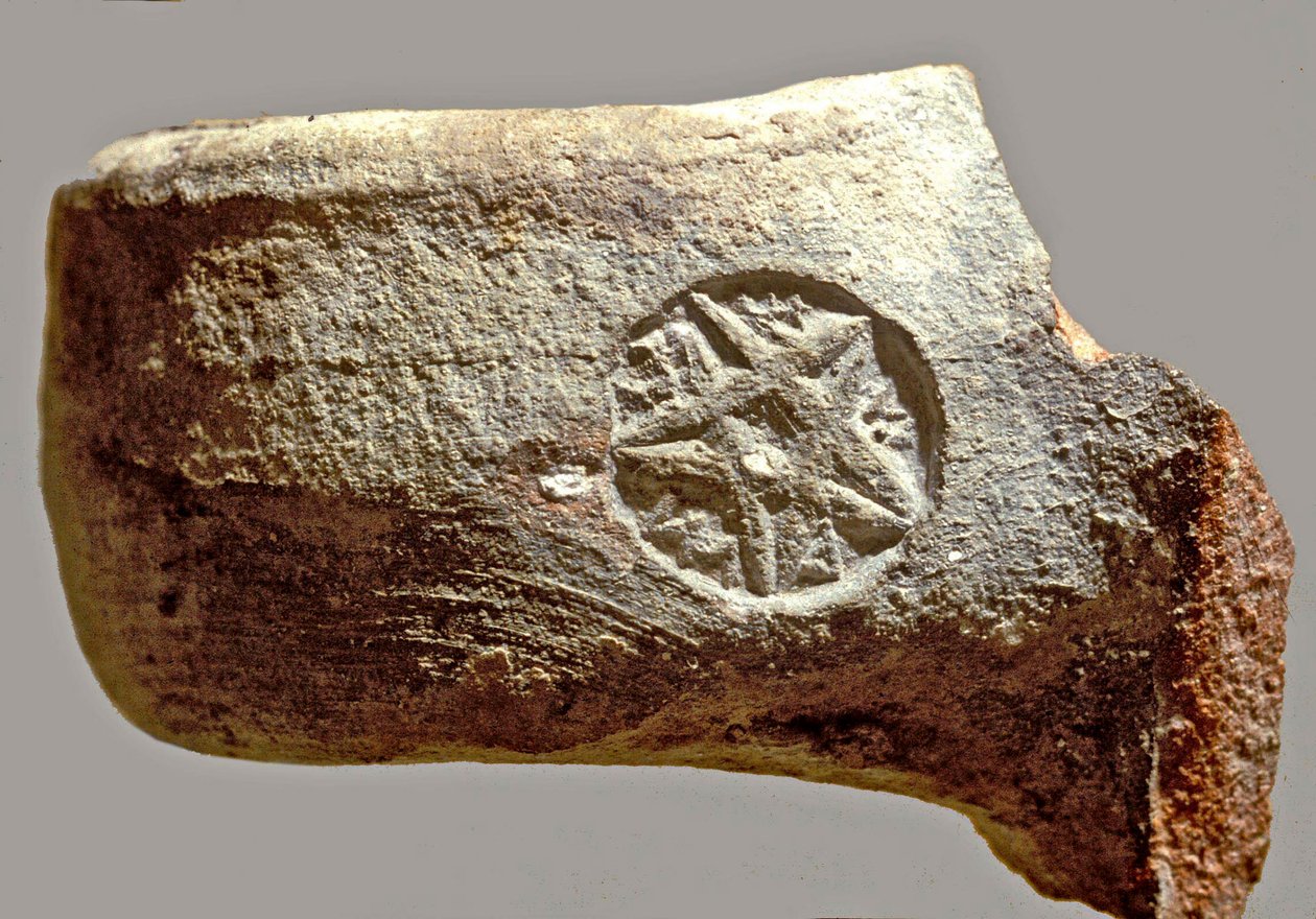 Burkhandtag med inskription på gammal hebreiska läsning Yerslm (lera) av Achaemenid