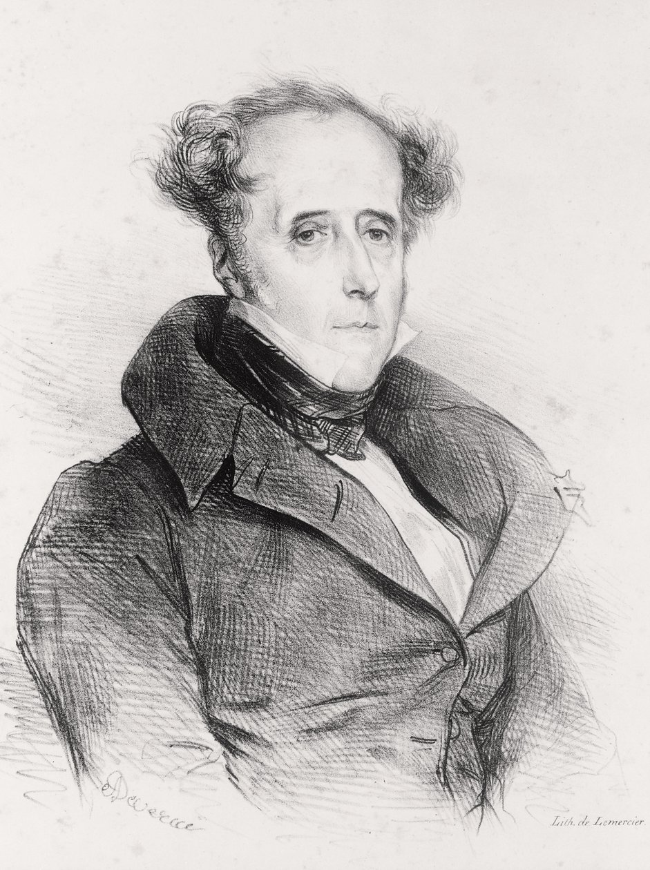Francois-Rene, Vicomte de Chateaubriand, graverad av Lemercier av Achille Devéria