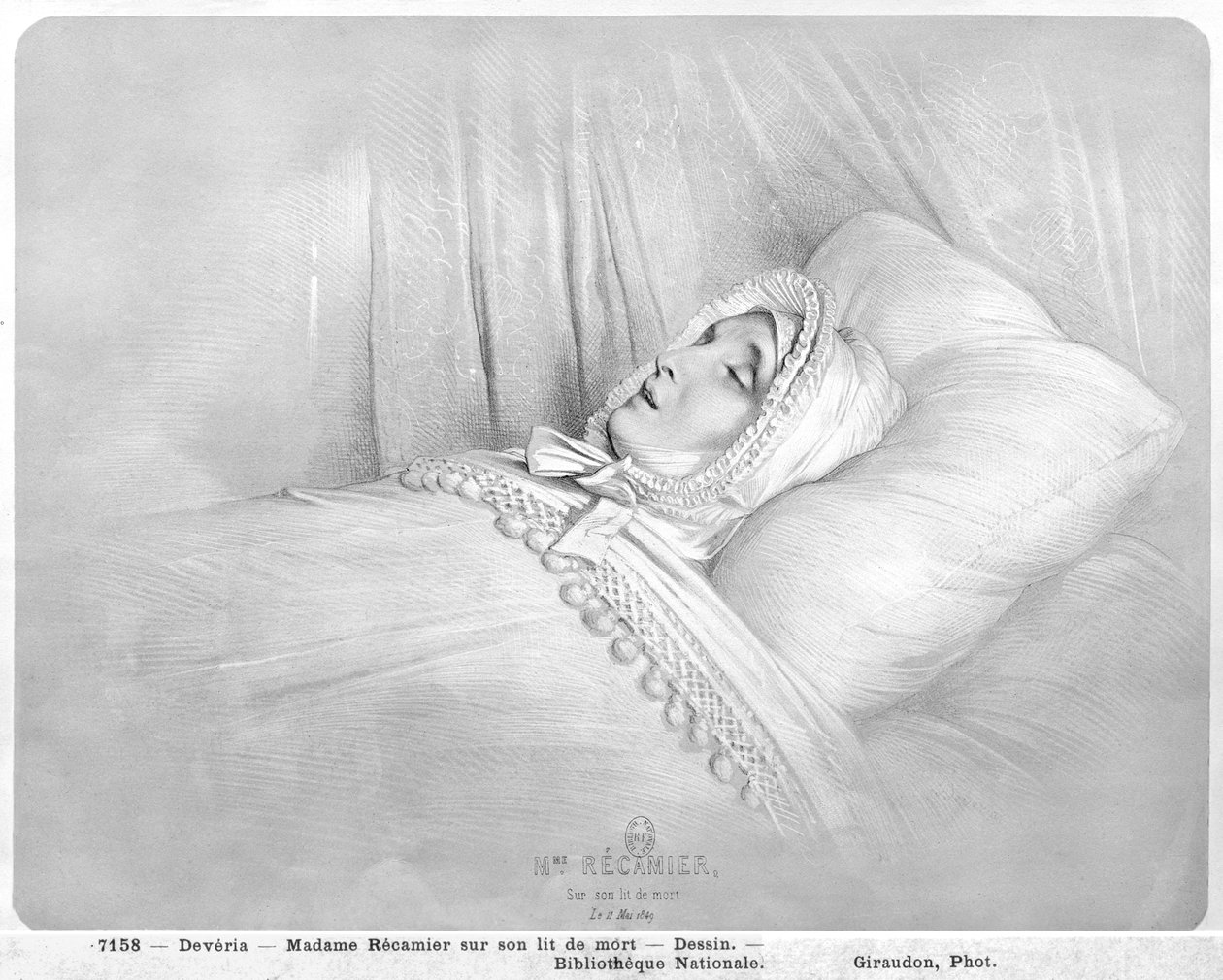 Madame Recamier (1777-1849) på sin dödsbädd, 11 maj 1849 av Achille Devéria