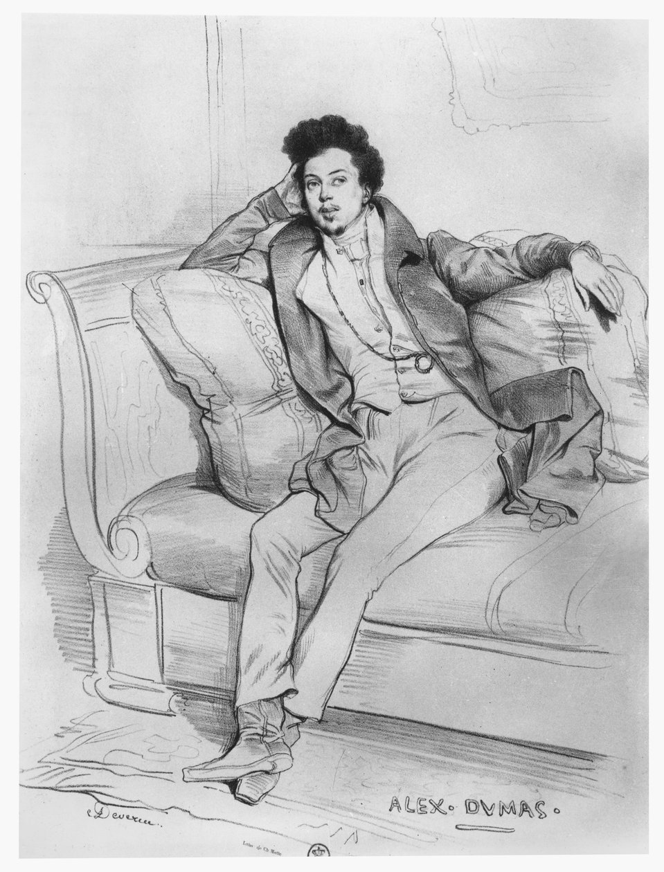 Porträtt av Alexandre Dumas, far av Achille Devéria